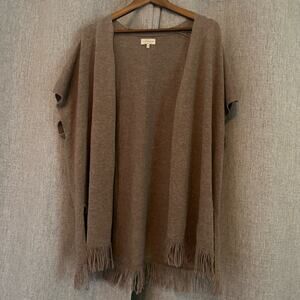 Lucky Brand Womens Brown Fringe Knit Stretch Open Front Cardigan Sweater SZ L/XL
